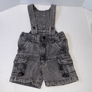 Retro 90s Toddler Overalls -Gray Denim Black Acid Wash Style Body Gear sz 4T